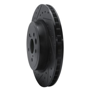 Lexus GS F Brake Rotor (1) - Rear - R1 Concepts - Drilled & Slotted - Black - `15-`22